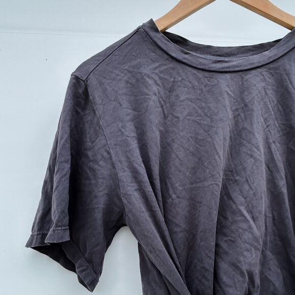 Le Superbe Tied Up Tee T-Shirt Cropped Knot Washed Black Cotton Medium - Picture 4 of 7